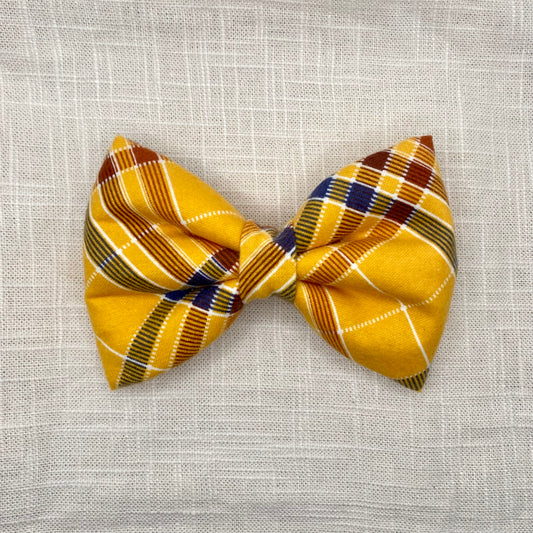 Yellow Plaid Flannel Bow Tie