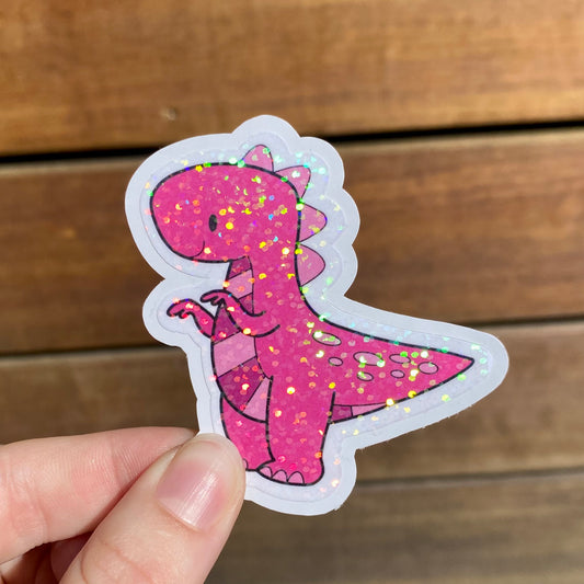 Dinosaur Pink Glitter Halo Sticker