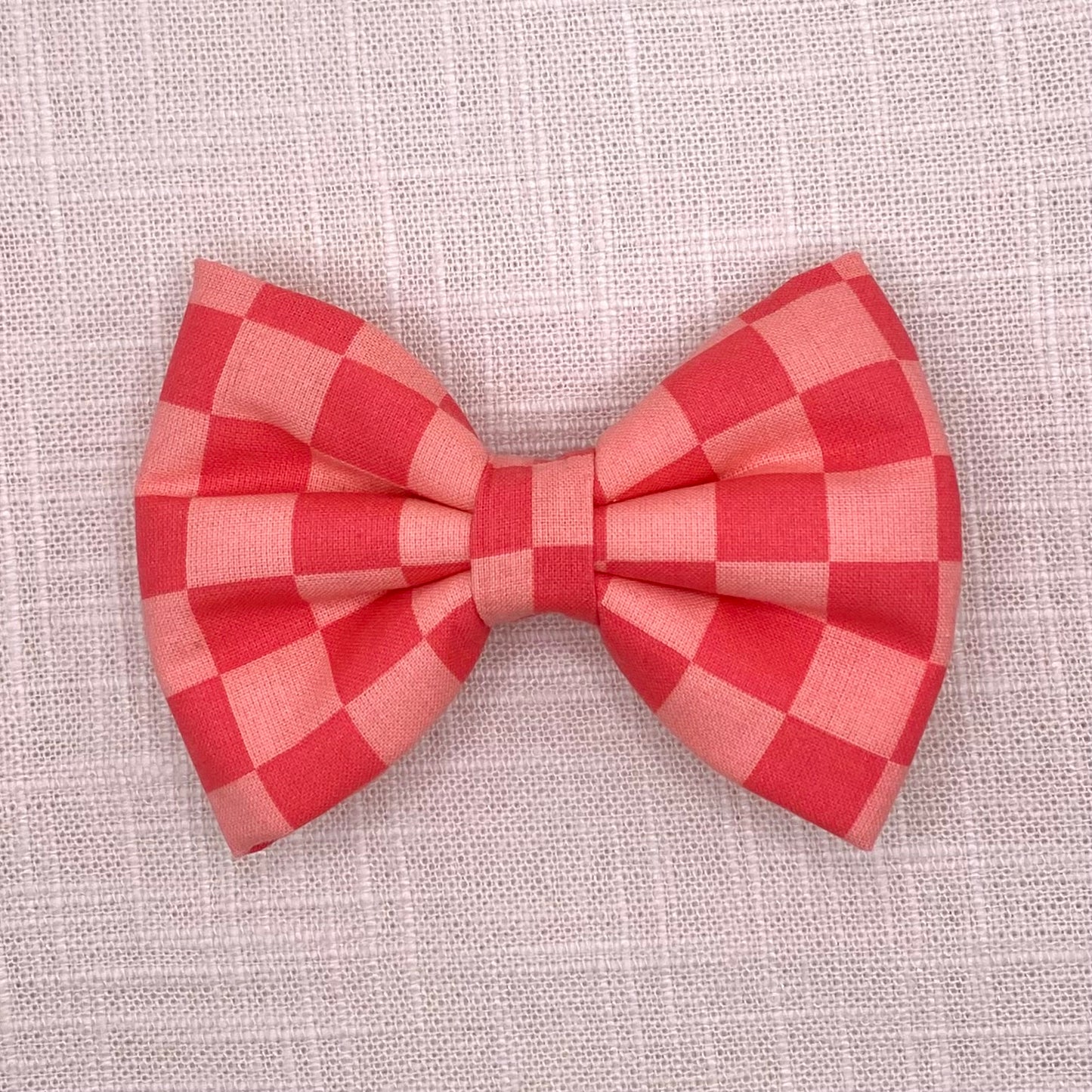 Pink Checkered Bow Tie