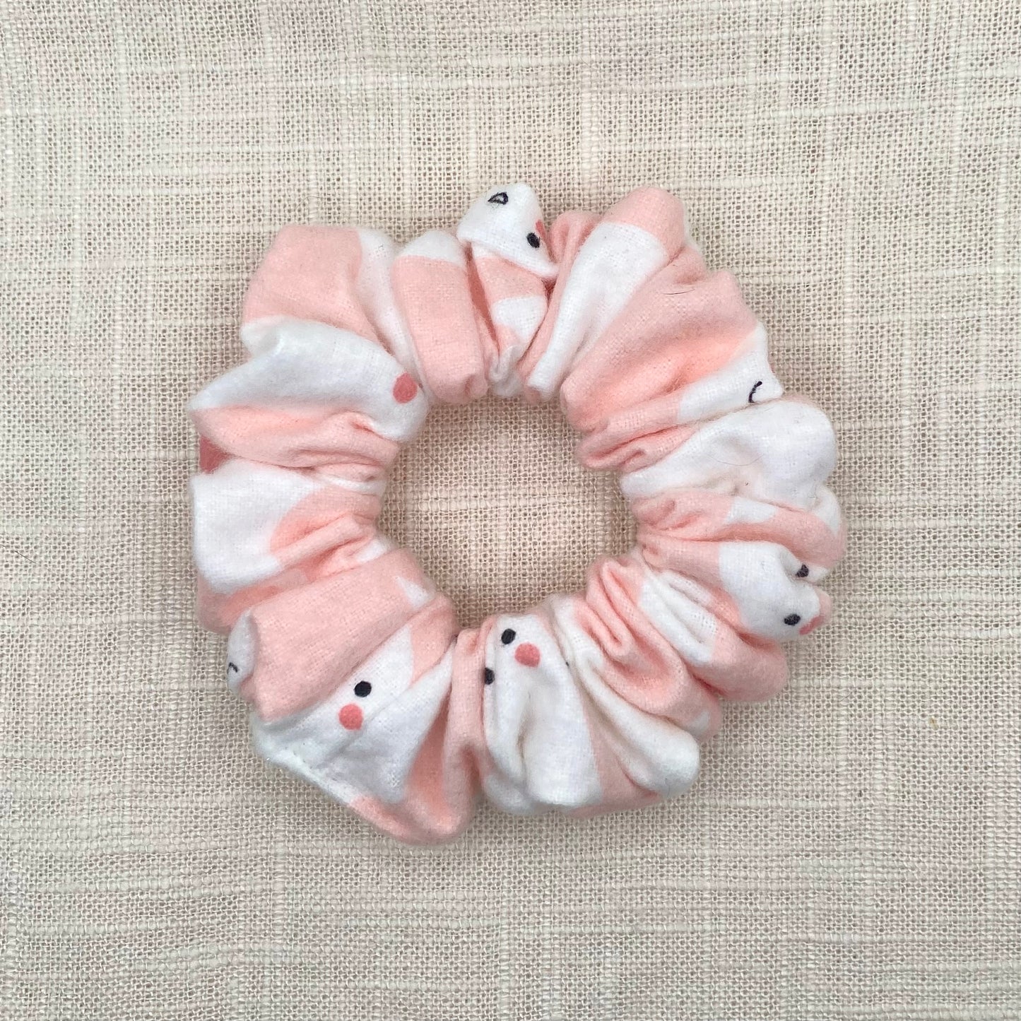 Pink Ghosts Flannel Scrunchie