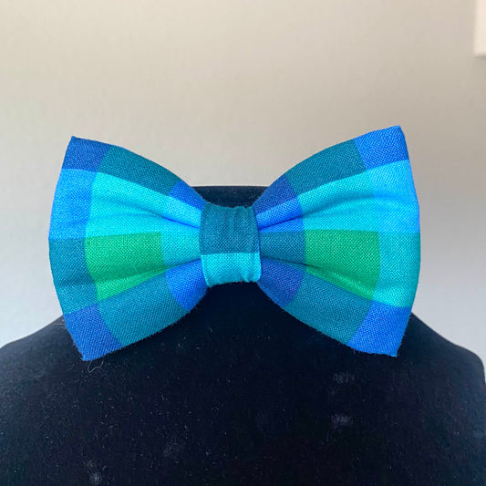 Blue & Green Checkered Bow Tie