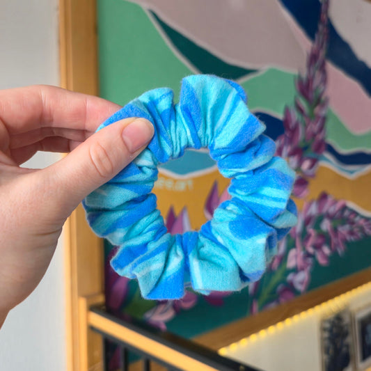 Water Waves Flannel Scrunchie