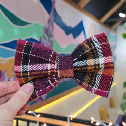 Purple Plaid Bow Tie