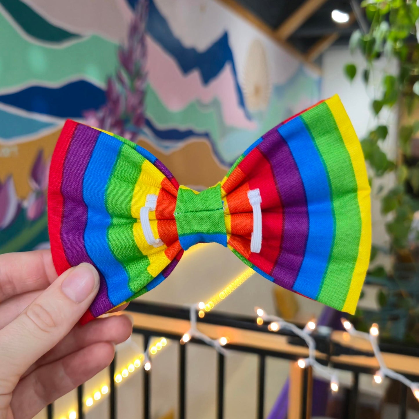 Rainbow Stripes Bow Tie