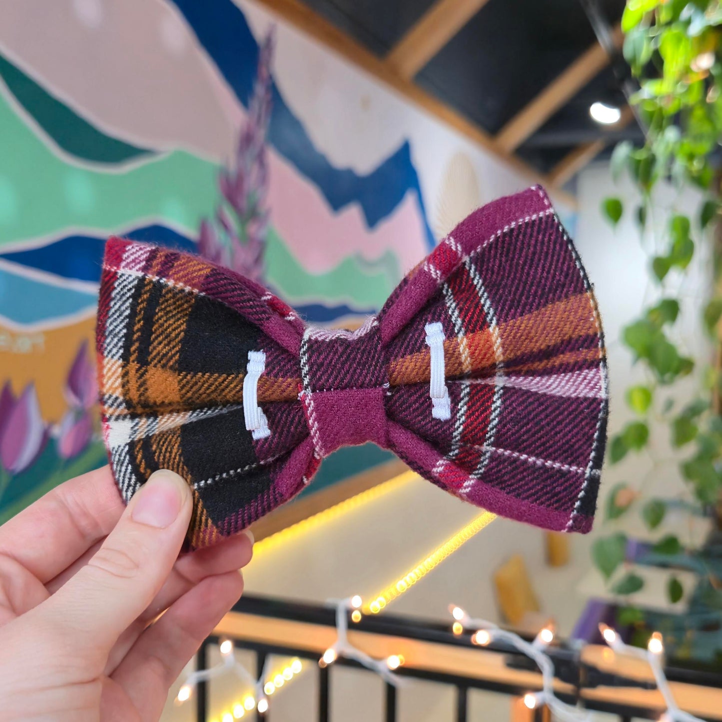 Purple Plaid Bow Tie